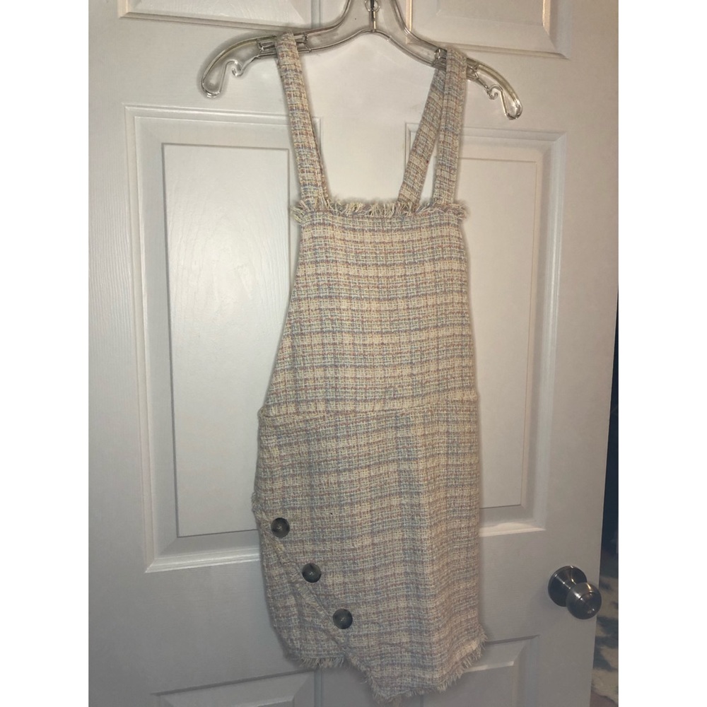 NWT Zara Tweed Pinafore Overall Dress
